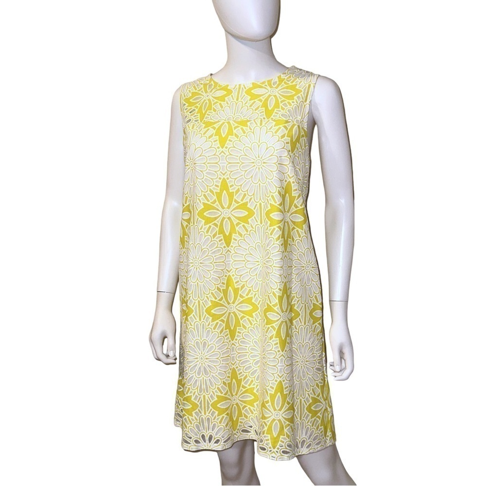 Anthropologie Weston Yellow and White Sheath Dress Large